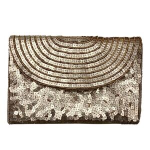 Champagne Sequin Evening Clutch Wedding Party Formal Chain Shoulder Bag